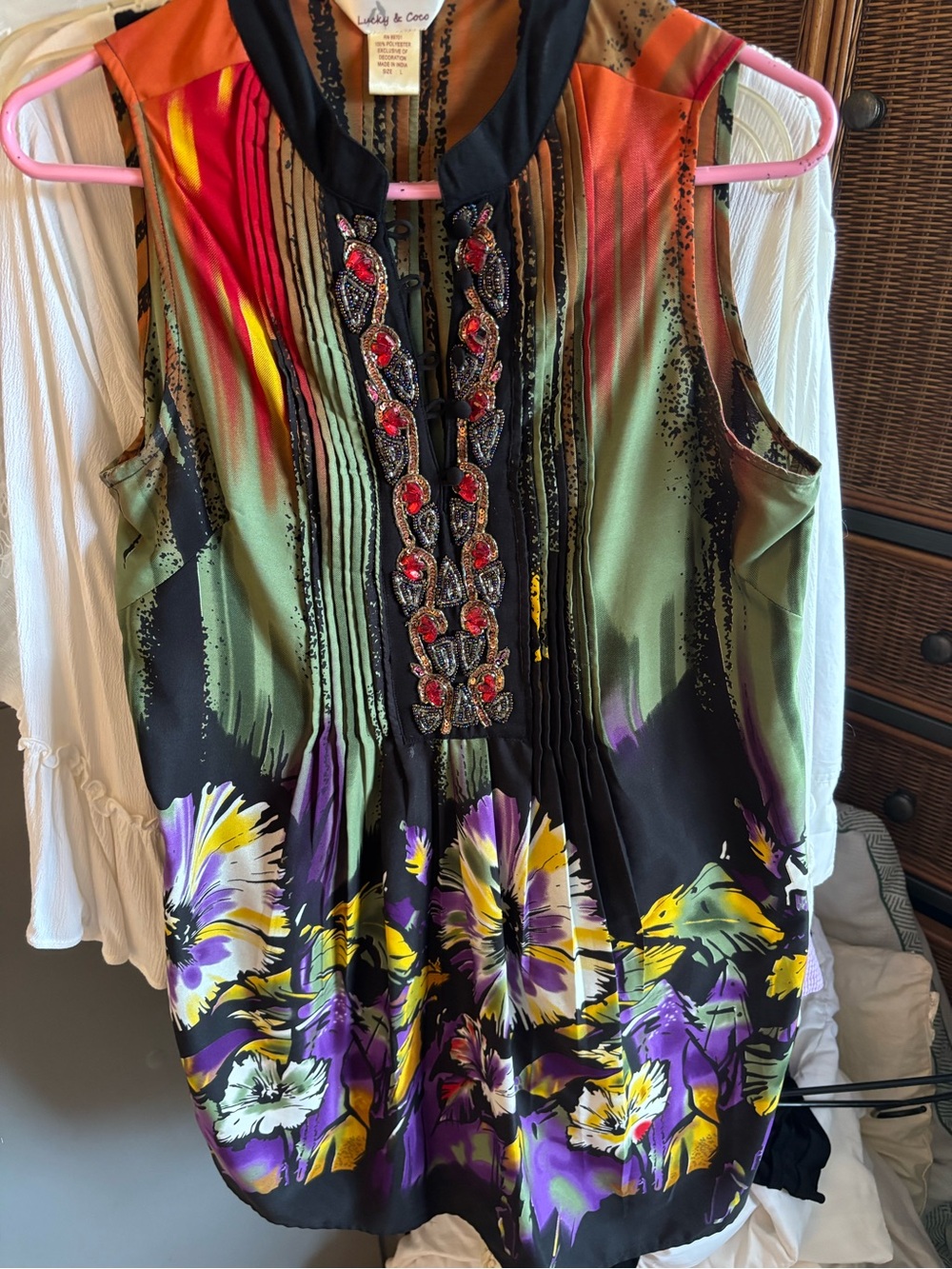 Lush & Coze Multicolor Floral Embellished Sleeveless Camisole Dress